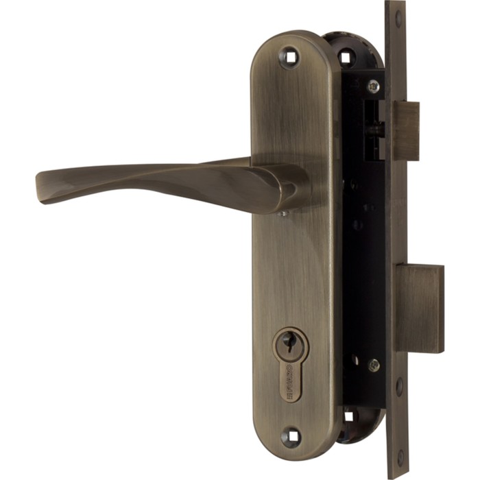 Замок врезной Fuaro SET F1611 AB, с ручкой, цвет бронза