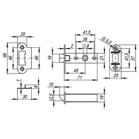 

Защелка врезная Fuaro PLASTIC P22-45-25 AB, цвет бронза