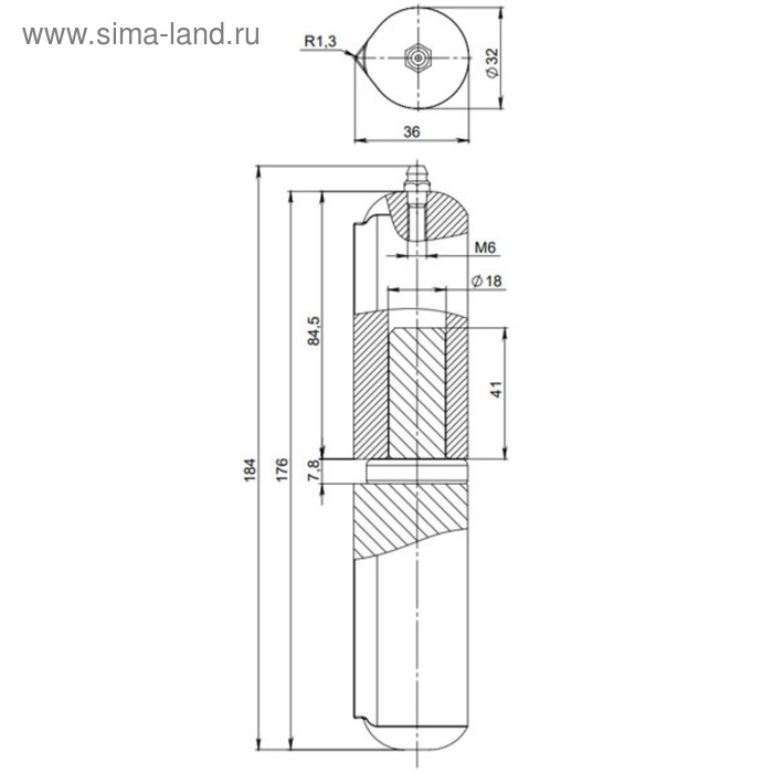 фото Петля приварная fuaro t1/180-32, 32x80 мм, с маслёнкой, 1 шт.