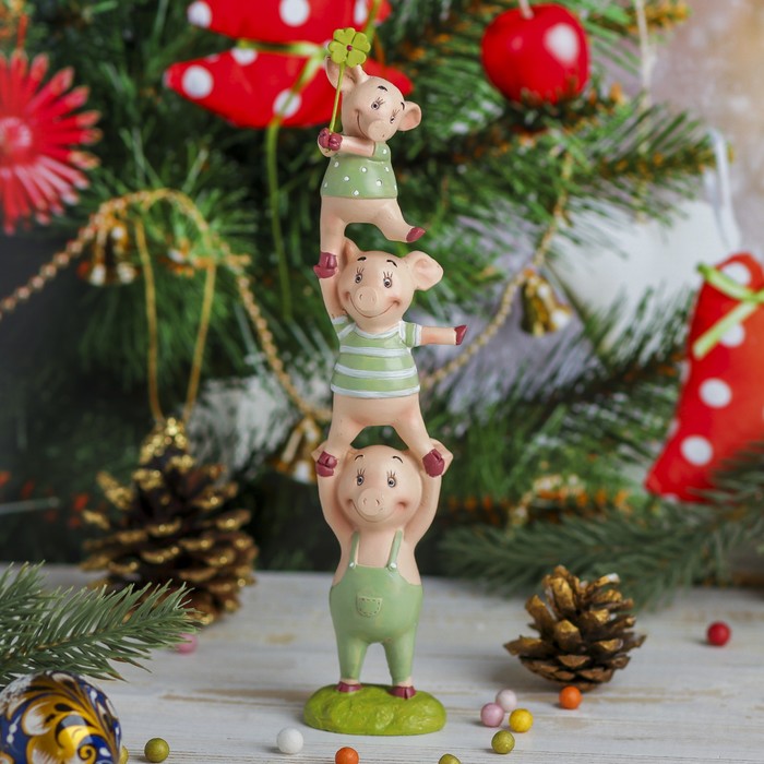 Сувенир полистоун "Поросята акробаты" 20,5х4х4,8 см