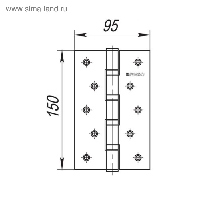 фото Петля универсальная fuaro 4bb 150x95x3 pb, цвет латунь, 1 шт.