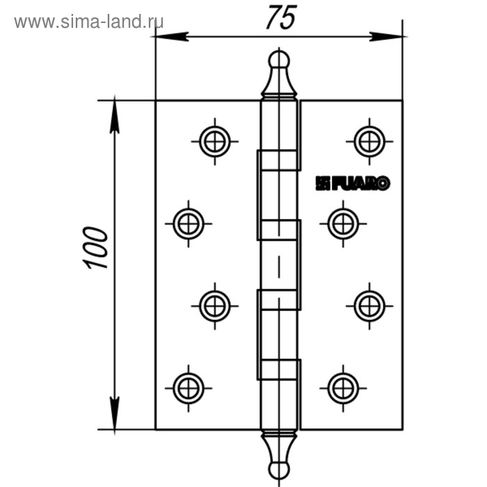 фото Петля универсальная fuaro 4bb/a/bl 100x75x2.5 cp, цвет хром