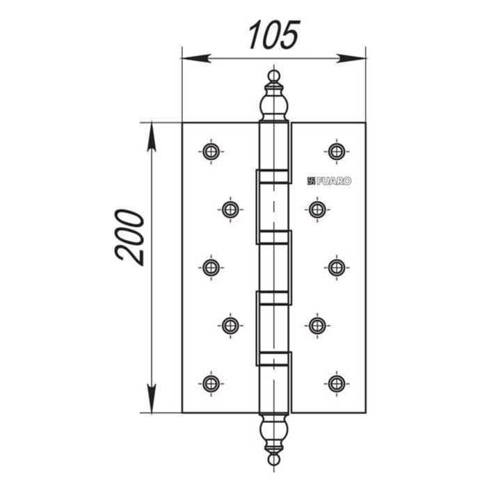 Петля универсальная Fuaro 4BB/E 200x105x3 WAB, цвет матовая бронза, 2 шт.