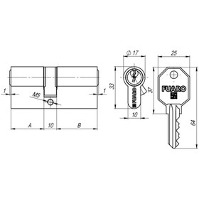 

Цилиндровый механизм Fuaro 100 CA 80 (35х10х35) CP, 3 ключа, цвет хром