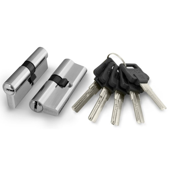Цилиндровый механизм Fuaro D500/60 (25х10х25) CP, 5 ключей, цвет хром