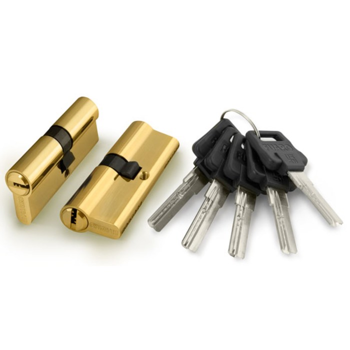 Цилиндровый механизм Fuaro D500/80 (30х10х40) PB, 5 ключей, цвет латунь