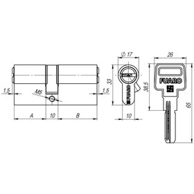 Цилиндровый механизм Fuaro R600/60 (25х10х25) AB, 5 ключей, цвет бронза от Сима-ленд