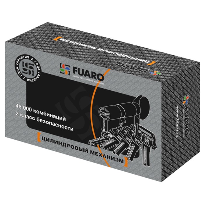 Цилиндровый механизм Fuaro D502/100 (45х10х45) PB, с вертушкой, 5 ключей, цвет латунь