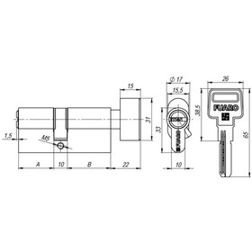 

Цилиндровый механизм Fuaro R602/68 (26х10х32) BBP, с вертушкой, 5 ключей, цвет латунь