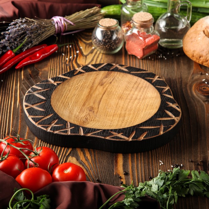 Тарелка для подачи блюд "Скандинавия", массив дуба, 29х26 см