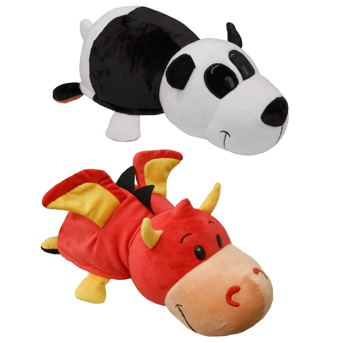 Мягкая игрушка-вывернушка 2 в 1 "Панда-Красный Дракон", 40 см