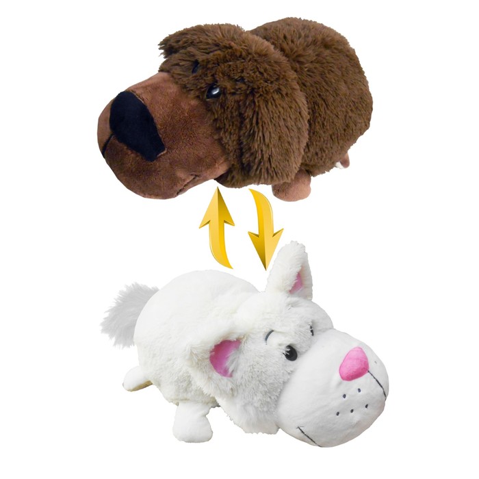 Мягкая игрушка-вывернушка 2 в 1 "Шоколадный лабрадор-Белый Кот", 40 см