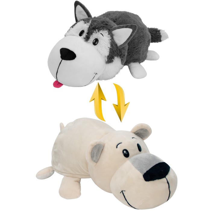 Мягкая игрушка-вывернушка 2 в 1 "Хаски-Полярный медведь", 40 см