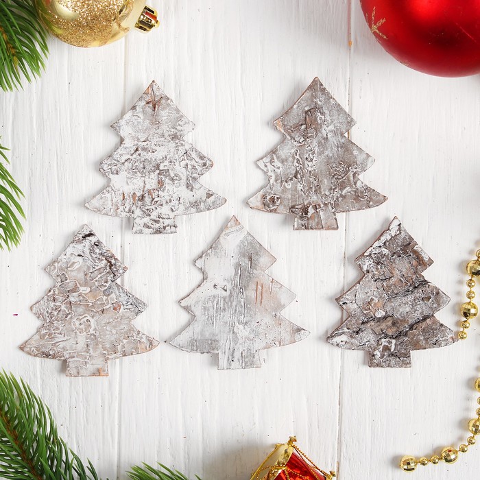 Новогодний декор из коры "Ёлочка", белёный