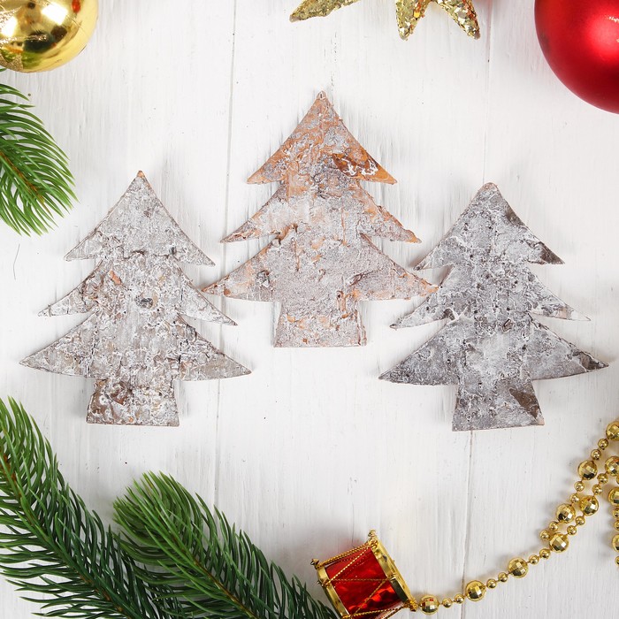 Новогодний декор из коры  "Ёлочка", макси, беленый