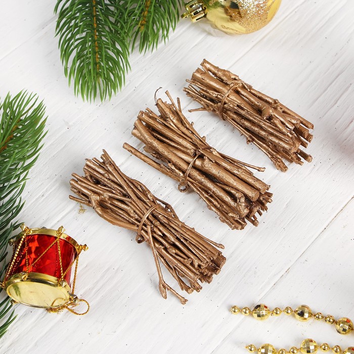 Новогодний декор  "Веточки", бронза