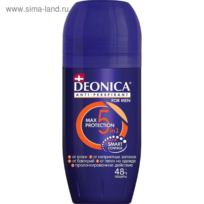 Антиперспирант Deonica For Men Max Protection, 5 в 1, ролик, 50 мл