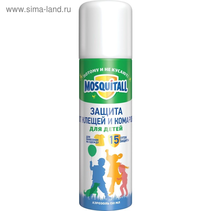 mosquitall натуральная защита аэрозоль от комаров для взрослых 150 мл Аэрозоль Mosquitall, от клещей и комаров, для детей, 150 мл