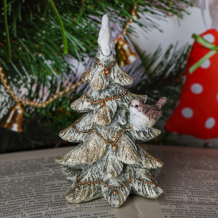 Сувенир полистоун "Воробей на ёлочке" 13х7х8 см
