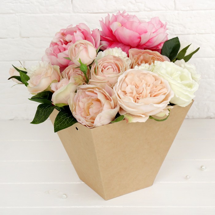 Переноска для цветов, крафт, 21 х 10 х 19 см