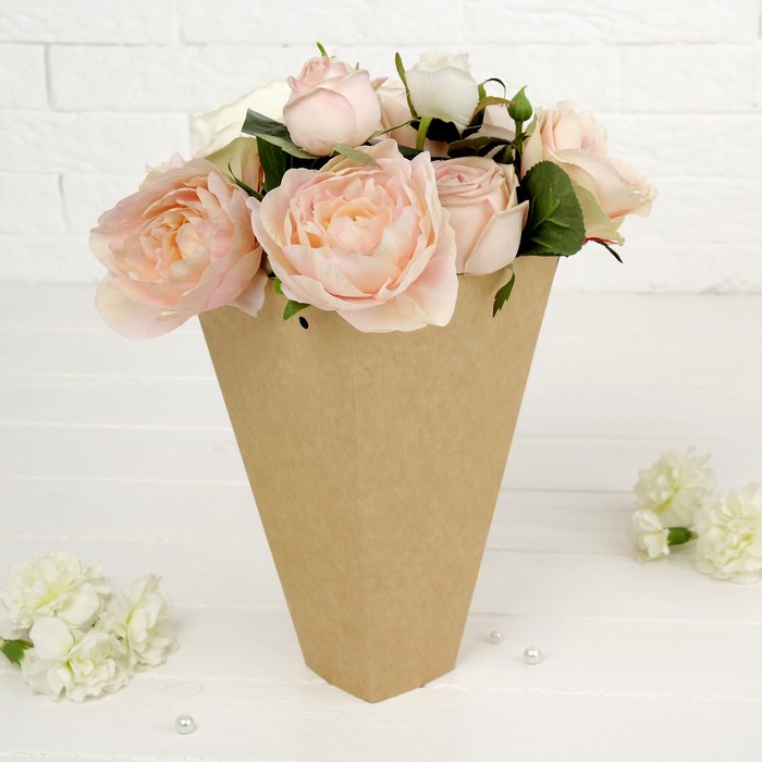 Переноска для цветов, крафт, 14 х 6 х 25 см