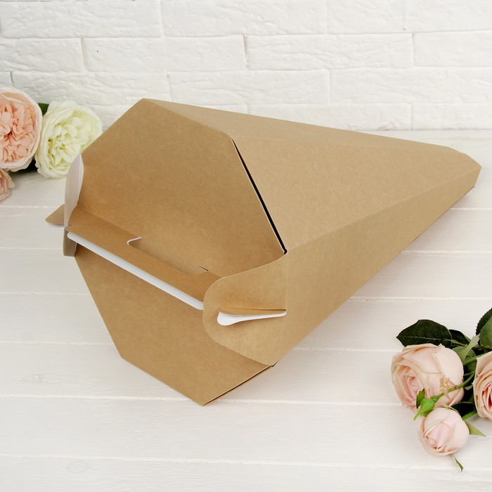 Переноска для цветов, крафт, с ручками, 30 х 6,5 х 49 см