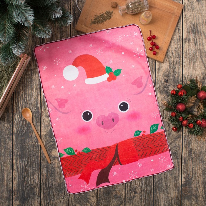 Полотенце микрофибра "Доляна" Хрюша, 40х60 см, п/э 200 гр/м2