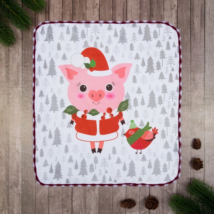 Полотенце микрофибра "Доляна" Хрюша 30х30 см, п/э 200 гр/м2