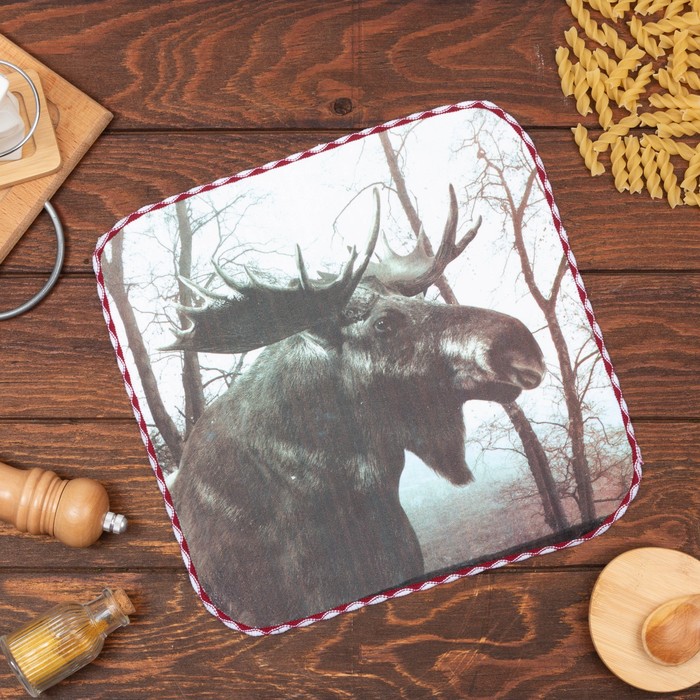 Полотенце микрофибра "Доляна" Лось 30х30 см, п/э 200 гр/м2