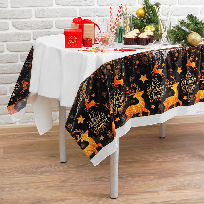 Скатерть "С Новым Годом"олень, 182 х 137см