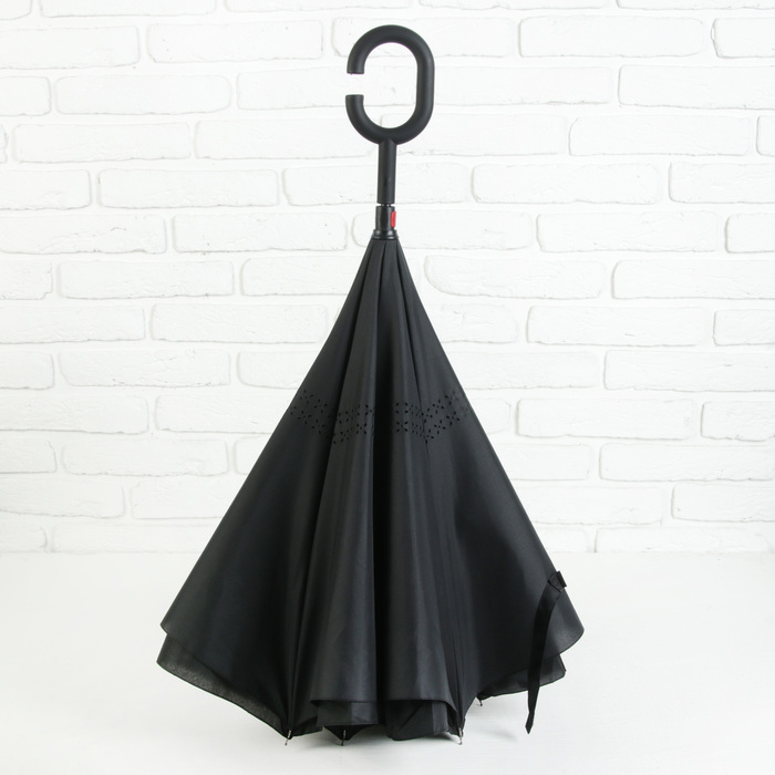Зонт наоборот "Однотонный", механический, R=53см, цвет чёрный