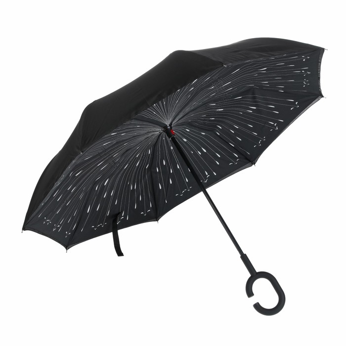Зонт наоборот "Фейерверк", механический, R=53см, цвет белый/чёрный