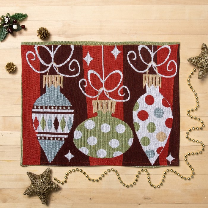 Салфетка "Новогодние украшения" 33*45±3 см,100% п/э,гобелен