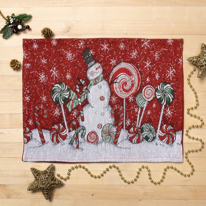 Салфетка "Снеговик" 33*45±3 см,100% п/э,гобелен