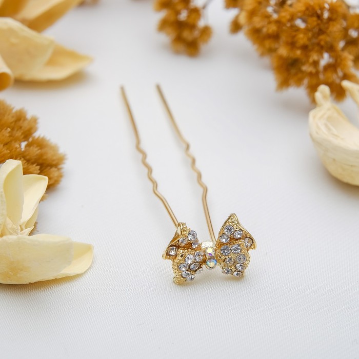 Шпилька для волос "Бант" со стразами