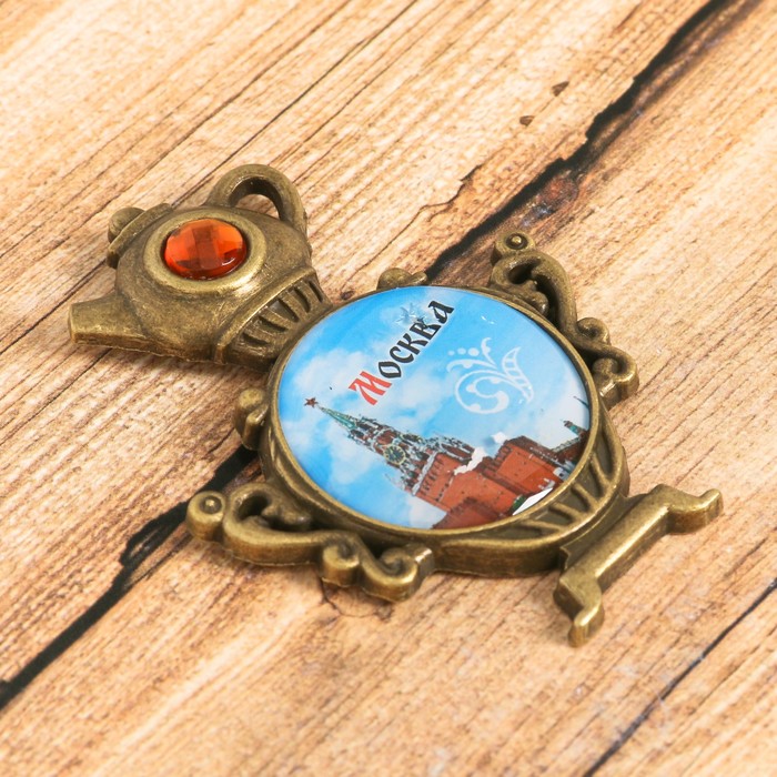 Магнит в форме самовара «Москва» (Спасская башня), 4,4 х 6,1 см