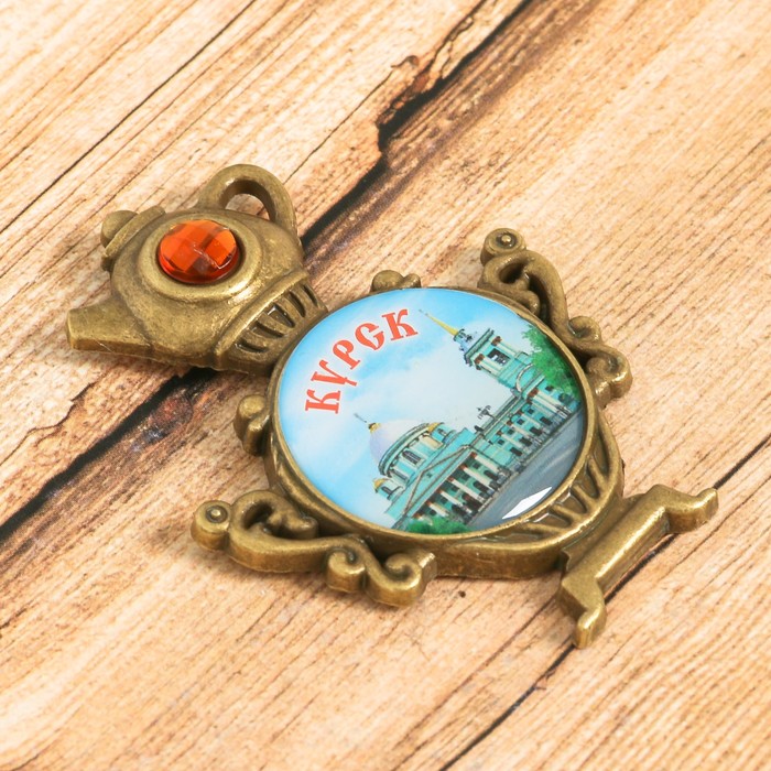 Магнит в форме самовара «Курск» (Знаменский собор), 4,4 х 6,1 см