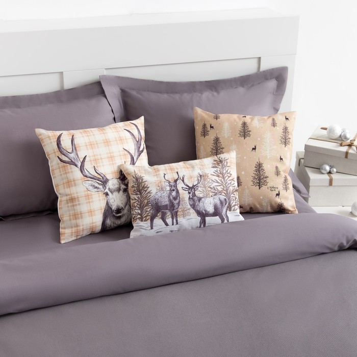 Наволочка декоративная "Этель" Олень 40х40 см, рогожка, 100% пэ