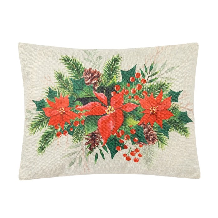 Наволочка декоративная "Этель" Паунсетия 30х40 см, рогожка, 100% пэ