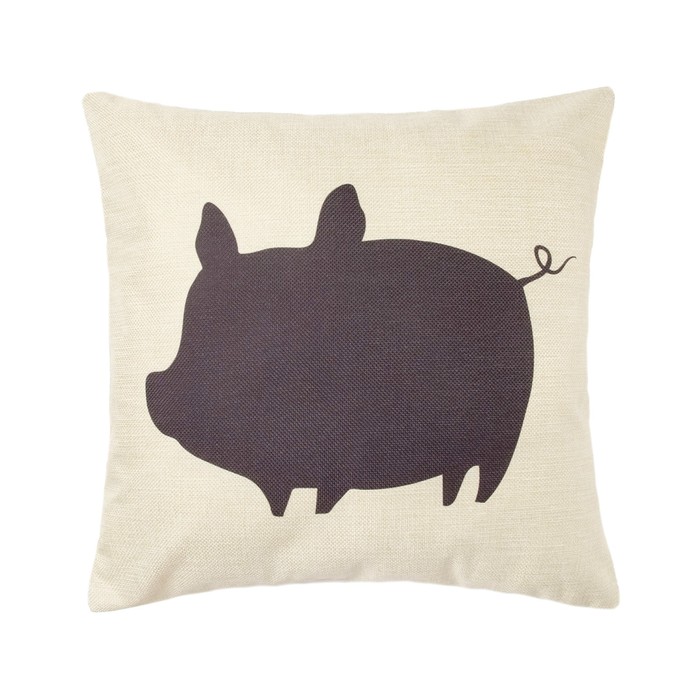 Наволочка декоративная "Этель" Поросенок 40х40 см, рогожка, 100% пэ