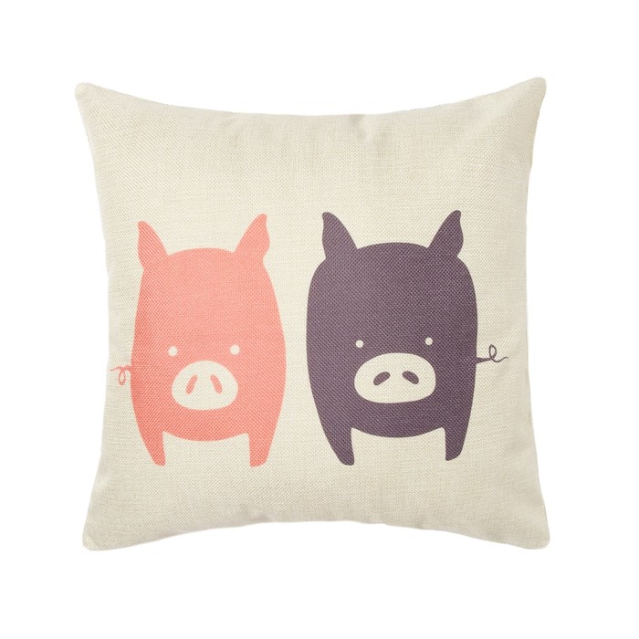 Наволочка декоративная "Этель" Два поросенка 40х40 см, рогожка, 100% пэ