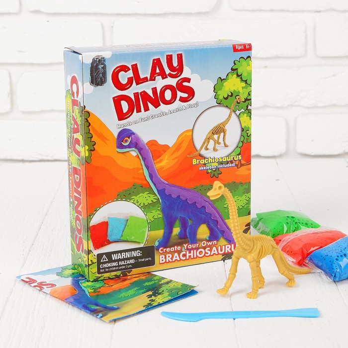 Набор для создания динозавра &quot;Брахиозавр&quot; масса для лепки 3 шт по 15 г, скелет, стека