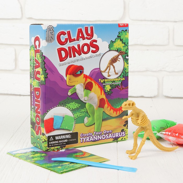 Набор для создания динозавра &quot;Тиранозавр&quot; масса для лепки 3 шт по 15 г, скелет, стека