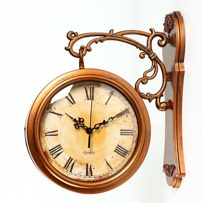 Часы настенные двусторонние, на подвесе Сабатини, плавный ход, 35 х 30 см, циферблат 20 см