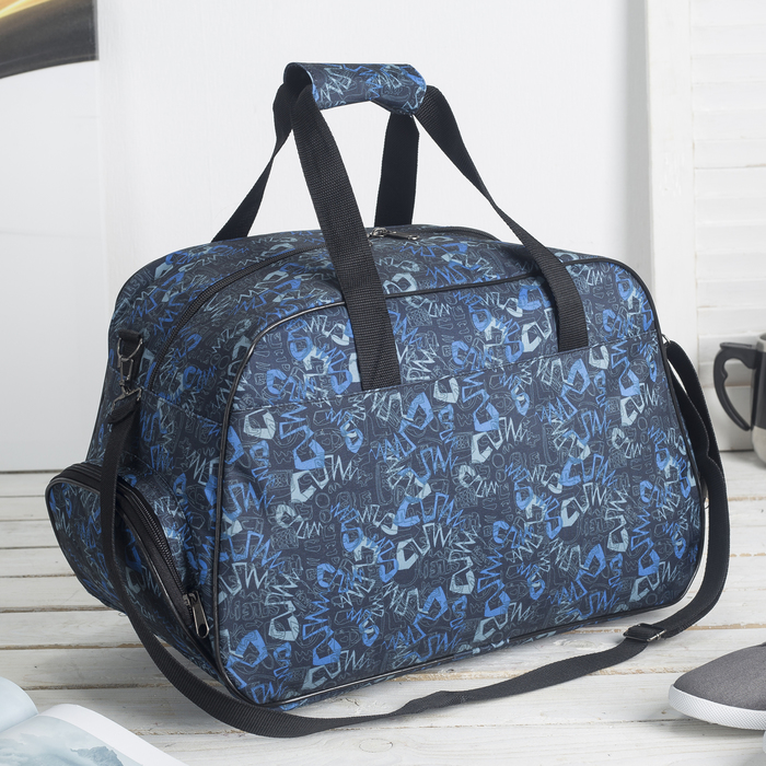 Сумка дорожная, 1 отдел, 2 наружных кармана, длинный ремень, цвет чёрный