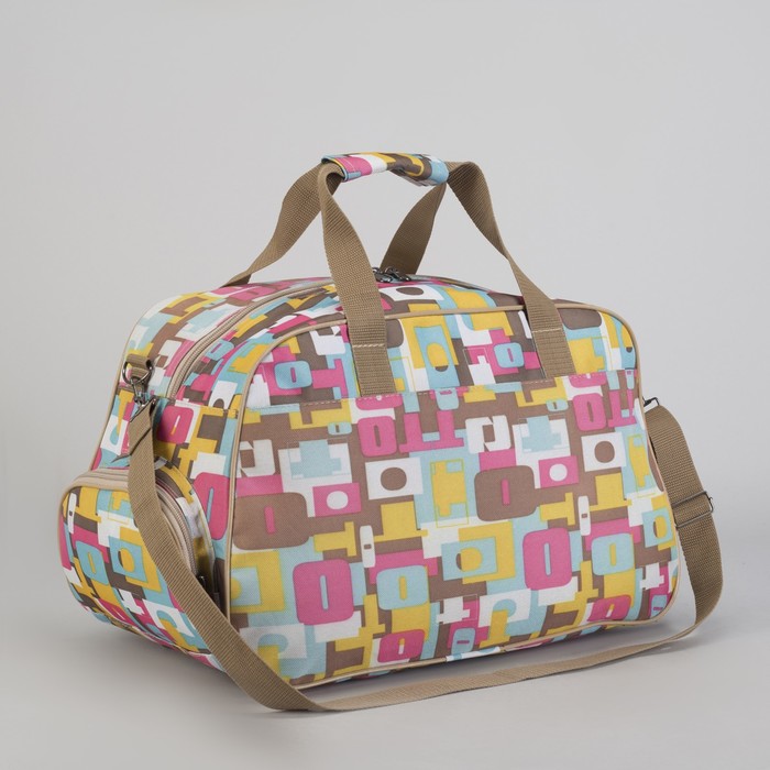Сумка дорожная, 1 отдел, 2 наружных кармана, длинный ремень, принт цветные буквы