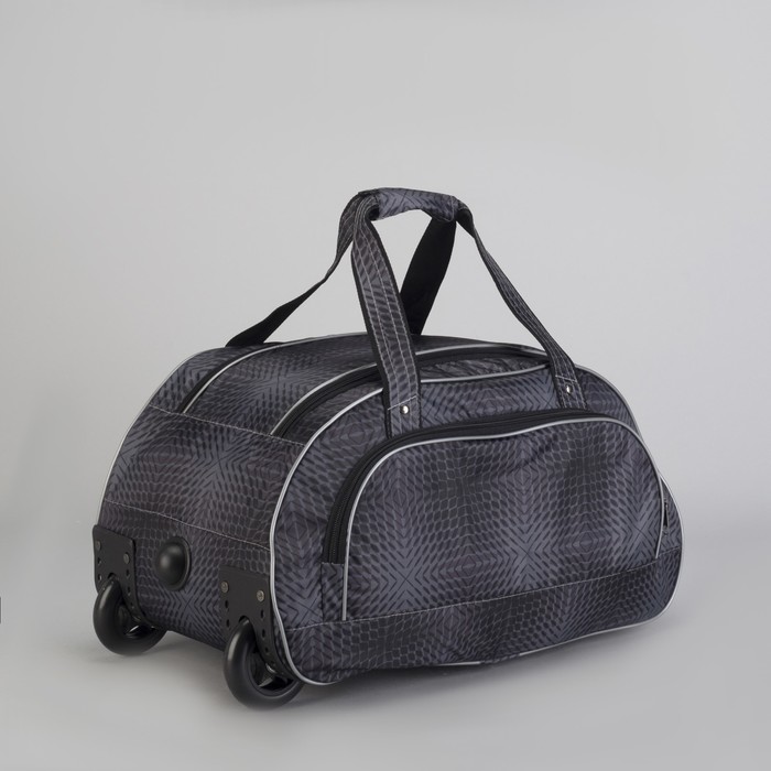 Сумка дорожная на колесах, 1 отдел, 1 наружный карман, принт чёрный/штрихи