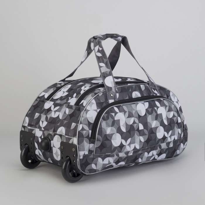 Сумка дорожная на колесах, 1 отдел, 1 наружный карман, принт серый/чёрный