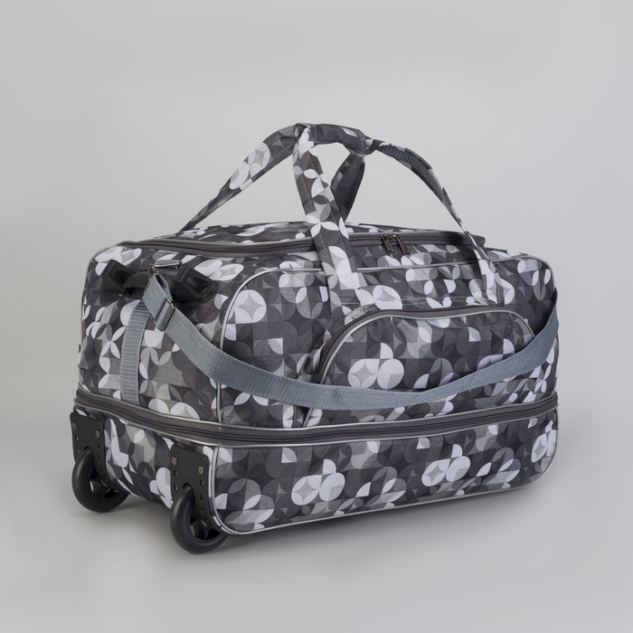 Сумка дорожная на колесах, с расширением, 1 отдел, 1 наружный карман, принт серый/чёрный