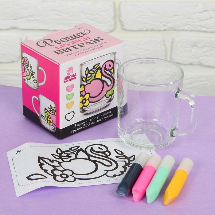 Роспись кружки витражными красками "Фламинго"